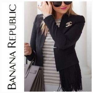 NWT Banana Republic Black Fringe Blazer- 00P
